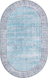 Unique Loom Timeless Matthew Machine Made Overdyed Rug Blue, Black/Ivory 5' 1" x 8' 0"