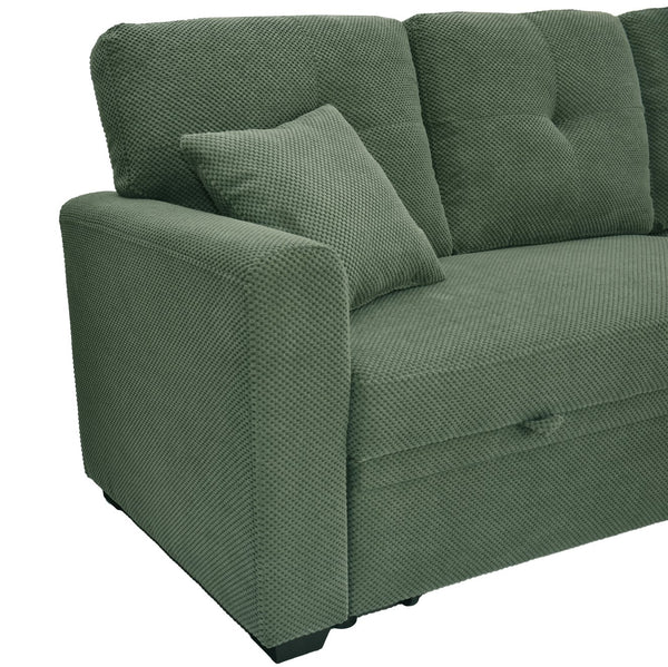 English Elm Sleeper Sectional with Storage Chaise Tufted Polyester Sofa Bed for Small Spaces W5568S00041
