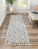 Unique Loom Cherokee Gatlinburg Machine Made Geometric Rug Black and White,  2' 0" x 12' 2"