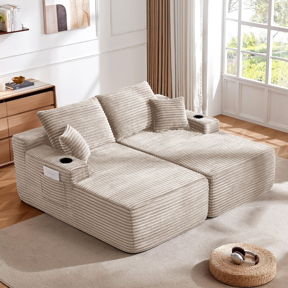 English Elm New-69"cloud Sectional Sofa Plush Fabric Dual Chaise Deep Seat Modern Living Room W3975P500745