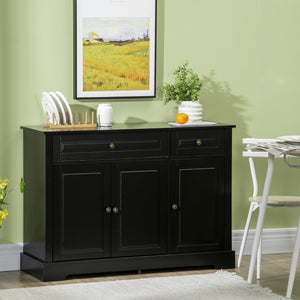 English Elm HOMCOM Modern Sideboard Buffet Cabinet with 2 Drawers, Adjustable Shelves, Anti-Tip Sturdy Storage Black W2225P173877