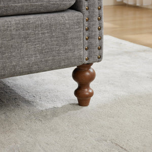 English Elm 75.2'' Chenille Upholstered Daybed Chaise with Nailhead Trim and Rubberwood Legs Gray W3188S00058