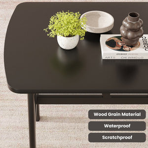 English Elm Dining Rectangular Wood Table for 4-6 with Sturdy Metal Frame, Rounded Corners, Easy Assembly, Durable Modern Dining Room Centerpiece Black T3623P380098