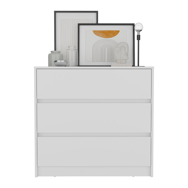 English Elm Dresser with 3 Smooth-Glide Drawers and Spacious Top Surface for Organized, Stylish Bedroom Storage White 38.58 L x 22.04 W x 6.69 H B097133130