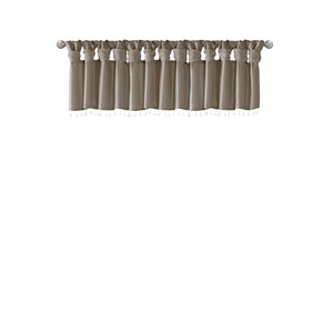 JLA Home Madison Park - Lightweight Faux Silk Valance with Beaded Trim, Lined Twist-Tab Top for Privacy and Elegant Draping Pewter MP41-4452