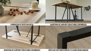 English Elm 55" Modern Farmhouse Dining Table Set With Pu Chairs - Industrial Style, Easy Assembly, Versatile Use W2189S00105