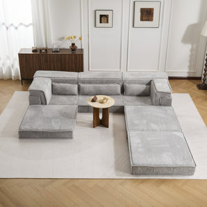 English Elm Compression Mahjong Sofa Bed – Versatile Modular Floor Sofa With No Assembly, Soft Fleece & Pillows W3723S00020