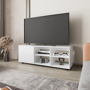 English Elm White Modern Tv Stand With Storage Cabinet And Open Shelves For Stylish Media Organization B062P290261-GIGA