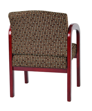OSP Home Furnishings Cherry Finish Solid Wood Visitor Chair with Lumbar Support for Office or Reception Areas Cocoa WD387-K104