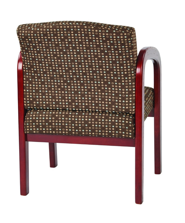 OSP Home Furnishings Cherry Finish Solid Wood Visitor Chair with Lumbar Support for Office or Reception Areas Cocoa WD387-K104