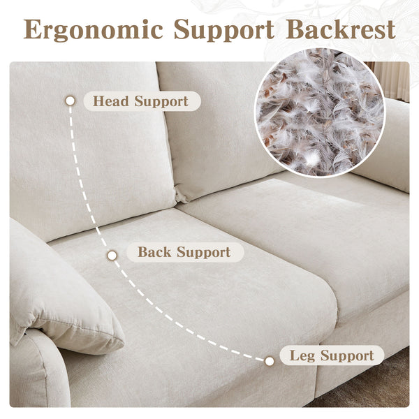 English Elm 800lbs Chenille Loveseat Sofa with Down Fill Cloud Comfort for Living Room or Bedroom W1521P499766