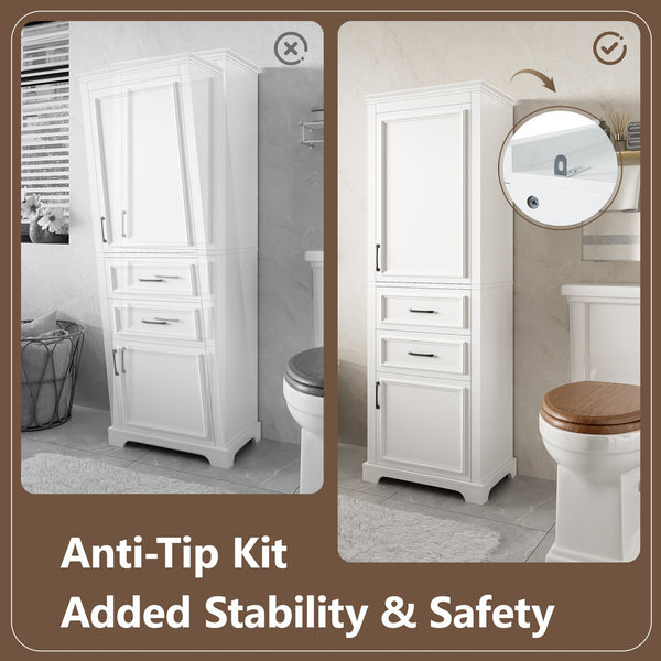 English Elm 71-inch Freestanding Bathroom Vanity with Soft-Close Doors, Adjustable Shelves, Drawers & Anti-Tip Stability N729P335588K