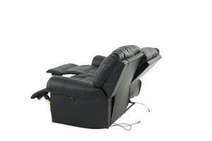 English Elm Plush Relax Manual Motion Loveseat - Luxurious Black Bonded Leather 2-Seat Couch For Living Rooms B011P205579-GIGA