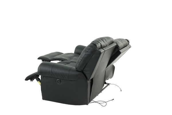 English Elm Plush Relax Manual Motion Loveseat - Luxurious Black Bonded Leather 2-Seat Couch For Living Rooms B011P205579-GIGA