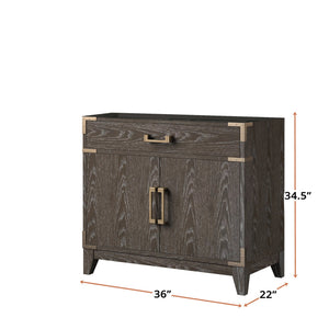 English Elm Brown Oak Single-Sink Vanity - 36" Wide, Stylish Storage, Soft-Close, Fully Assembled For Easy Setup B2731P259774