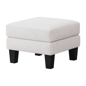 English Elm Fabric Ottoman with Thick Coil-Spring Cushion, 100% Polyester Upholstery, Solid Wood Legs, 23×23×17" Beige W109741865