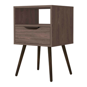 English Elm Allie Nightstand with Superior Top, Open Shelf & Drawer — Modern White-Light Oak Accent Table Brown 20 L x 18 W x 7 H B128P148650