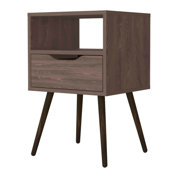 English Elm Allie Nightstand with Superior Top, Open Shelf & Drawer — Modern White-Light Oak Accent Table Brown 20 L x 18 W x 7 H B128P148650