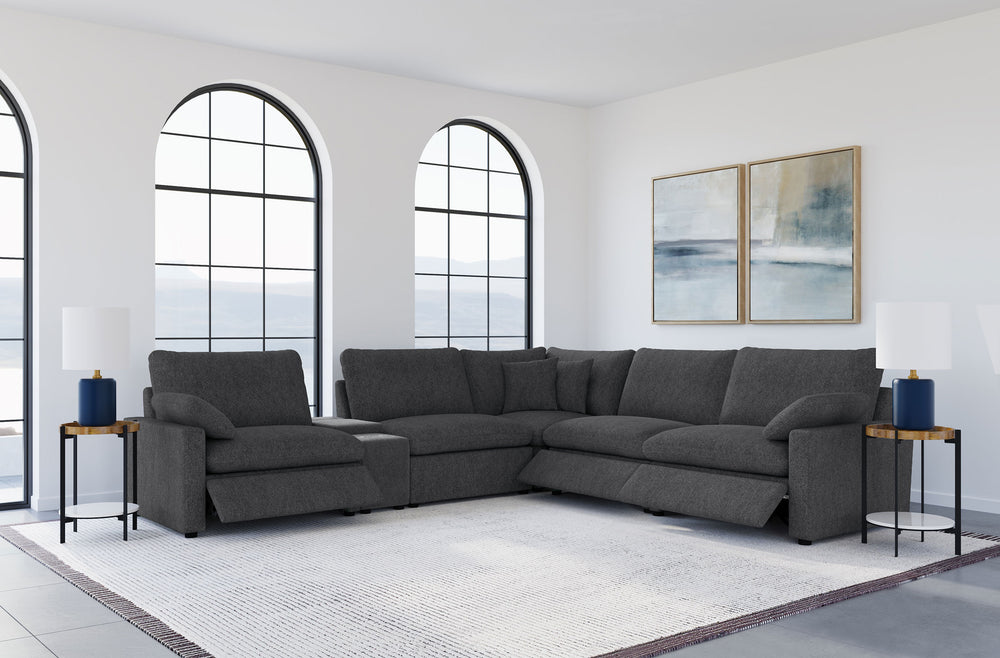 English Elm Hollander Six Piece Modular Sectional with Power Recliners and Deep Cushion Seating B062S01780
