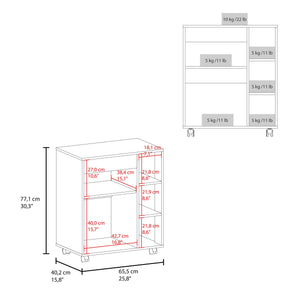English Elm White Microwave Stand with Open Shelves and Cabinet for Kitchen or Apartment B062P483753