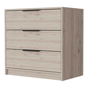 English Elm Washington Dark-Brown Three Drawer Dresser with Black Handles Rustic-Contemporary Storage Chest B128P148841