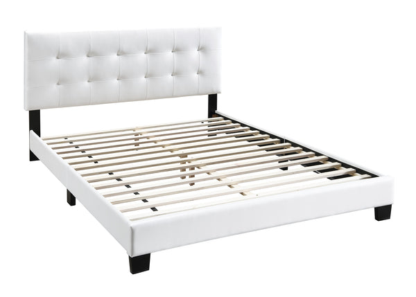 English Elm Modern White Faux Leather Queen Platform Bed Adjustable Headboard Minimalist Frame B011P414679