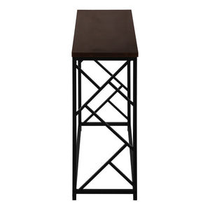 English Elm Accent Table Modern Entryway Console with Grey Laminate Top and Black Criss-Cross Metal Frame, 44" L Espresso 47 L x 16 W x 6 H B2710P219328