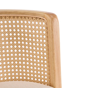 English Elm Talia Rubberwood Counter Stools with Rattan Back Cushioned Seat Scandinavian Set of 2 N775P369555N