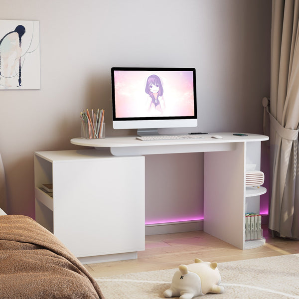 English Elm Modern Expandable Home Office Desk with Hutch, 3 Drawers, USB/AC Ports & Adjustable Width Storage W1321P359251