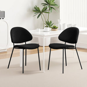 English Elm Set of 4 Upholstered PU Leather Dining Chairs with Curved Backrest and Slim Metal Legs for Stylish Homes Black W3010P291312