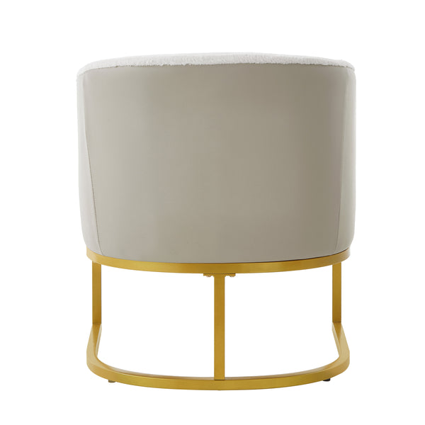 English Elm Modern Faux Fur Accent Chair Plush Upholstered Seat with Gold Iron Legs for Any Room Beige N763P360688A