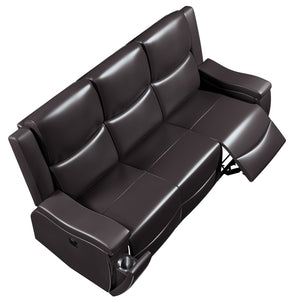 English Elm Recliner Plush 3-Seat Manual Sofa with Hidden Cup Holders, Headrest Support for Ultimate Comfort and Style Espresso 81 L x 31 W x 26 H B089P240487