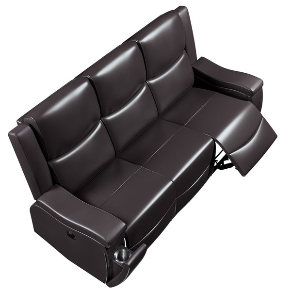 English Elm Recliner Plush 3-Seat Manual Sofa with Hidden Cup Holders, Headrest Support for Ultimate Comfort and Style Espresso 81 L x 31 W x 26 H B089P240487