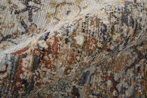 Feizy Rugs Kaia Luxurious Low Pile Area Rug – Soft, Durable Medallion Design Perfect For High Traffic Spaces Tan,Orange,Blue Polypropylene,Viscose,Polyester Kai39gmfmlt000b00