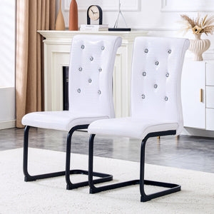 English Elm Luxury Pu Upholstered Dining Chair Set of 4 with Channel Stitching and Metal Legs W1512P491879