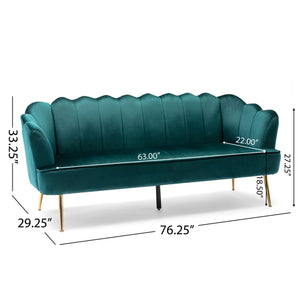 English Elm Christopher Knight Home® - 3 Seater Sofa - Luxe Teal Velvet With Gold Legs, Modern Glam Design, Durable Comfort & Elegant Style 70395.00AT_70395.00BT