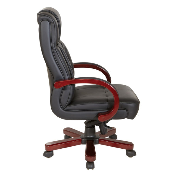 OSP Home Furnishings Leather Executive High Back Chair with Top Grain Upholstery Lumbar Support and Tilt Control TWN300L-3