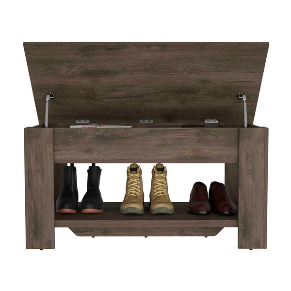 English Elm Austin Storage Table with Lift-Top Cabinet & Lower Shelf, Narrow Entryway Bench for Shoes/Storage B20091895