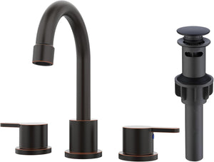 English Elm Widespread 2-Handle Bathroom Faucet 8" Centerset High-Arch Gooseneck 360° Swivel Water-Saving Oil-Rubbed Bronze T3177P351678