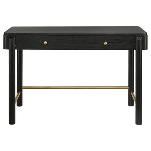 English Elm Anser Modern Coastal 2-Drawer Vanity Desk in Black with Aged Brass Hardware and Rounded Legs — Stylish Console Storage B062P299883