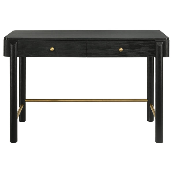 English Elm Anser Modern Coastal 2-Drawer Vanity Desk in Black with Aged Brass Hardware and Rounded Legs — Stylish Console Storage B062P299883
