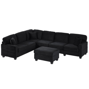 English Elm Sectional U-Shaped Sofa 125.2" With Movable Ottoman & Storage Pockets For Modern Living Room Comfort N719S002080B-GIGA