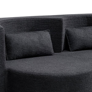 English Elm Folding Floor Futon Sofa Sleeper in Plush Teddy Velvet for Studio or Guest Rooms Black W3739P368635