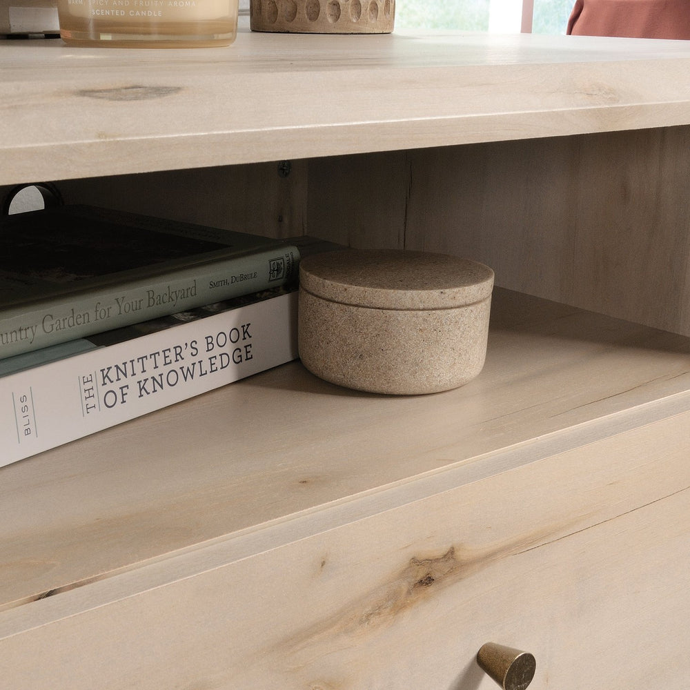 English Elm Night Stand, Compact Brown Nightstand With Open Shelf And Drawer For Small Spaces And Dorm Rooms B356P402699