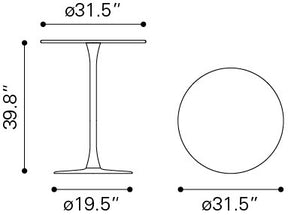 Soleil Bar Table White 704035 Zuo Modern