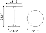 Soleil Bar Table White 704035 Zuo Modern