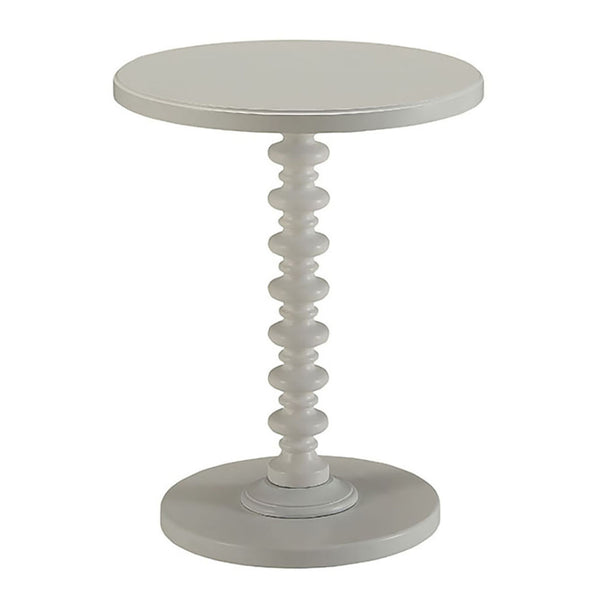English Elm White Round Wooden Side Table with Turned Pedestal, Space-Saving 22.5" Height for Small Rooms B062P189131