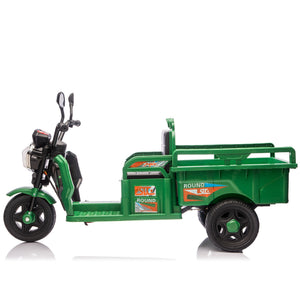 English Elm 12v Kids Electric Cargo Trike with Led Lights Wide Seat Anti-slip Wheels Toddler Ride On Green W1578P336049