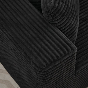 English Elm 106" Cloud Sectional Couch - L-Shaped Modular Sofa With Right-Facing Chaise In Black Plush Corduroy W1143S00028