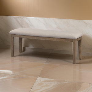 English Elm Rectangular Solid Wood Bench with Upholstered Seat for Bedroom or Entryway B056P416795